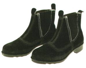 耐熱・溶接靴 中編上靴サイドゴム ベロアブラック（受注生産）